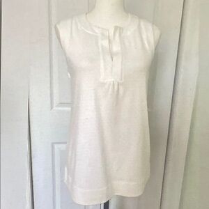 Jones New York White Split-Placket Sleeveless Tank